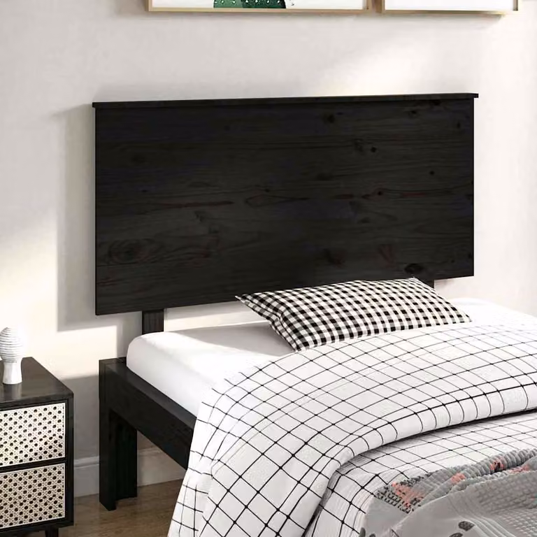 Testiera per letto vidaXL in legno massello di pino nero, stile rustico, L 124 cm x P 6 cm x H 82,5 cm