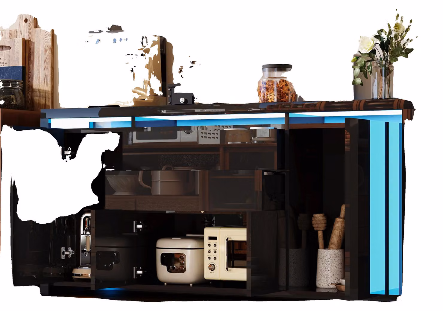 Credenza, design moderno, ampio spazio contenitivo, nera