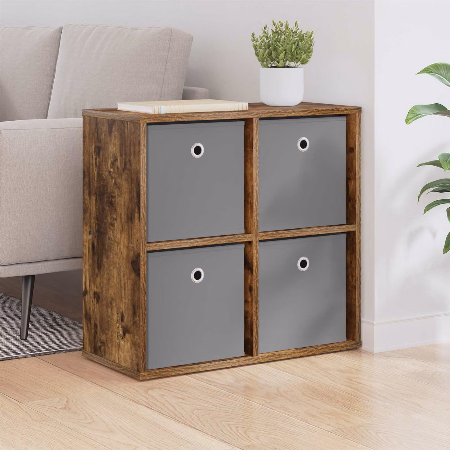 Credenza moderna vidaXL in rovere fumé marrone L: 59,5 cm, P: 27 cm, H: 57 cm