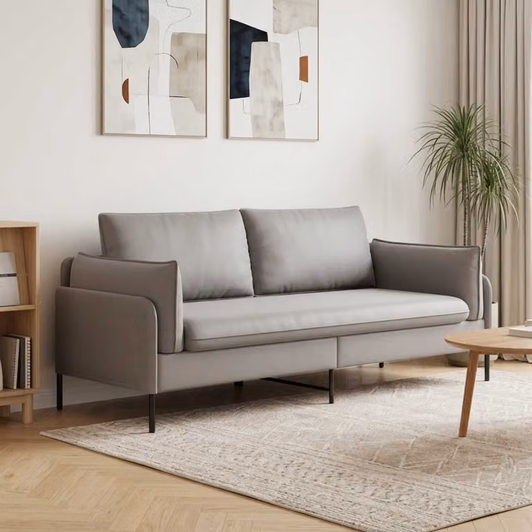vidaXL Divano 3-Persone Moderno in Velluto Grigio L: 222 cm, P: 81 cm, H: 89 cm
