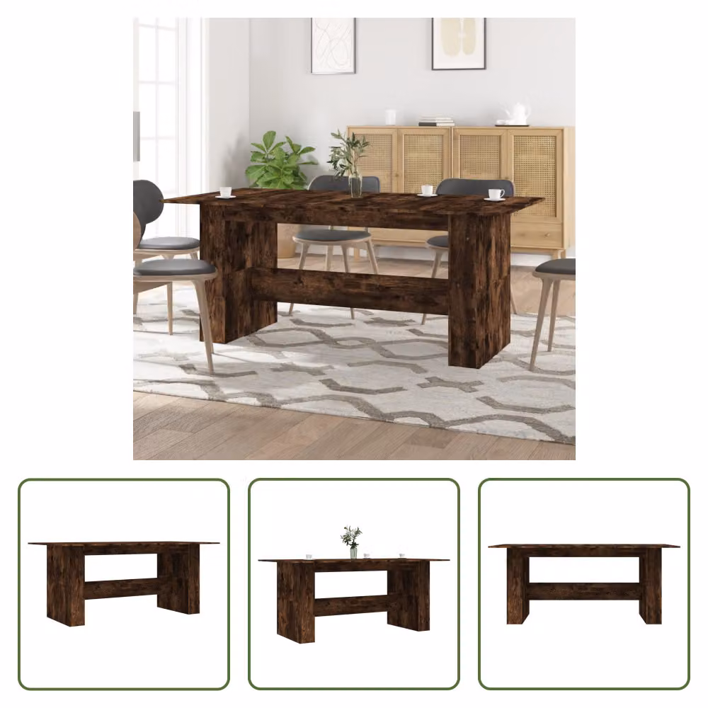 The Living Store tavolo da pranzo in rovere fumé 180x90x76 cm materiale in legno