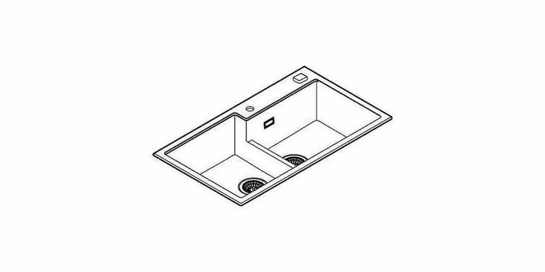 Lavello composito K500 31649 2 vasche 860x500mm granito nero