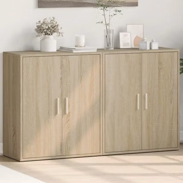 Set di 2 credenze da parete vidaXL in legno beige, L: 60 cm, P: 30 cm, H: 70 cm