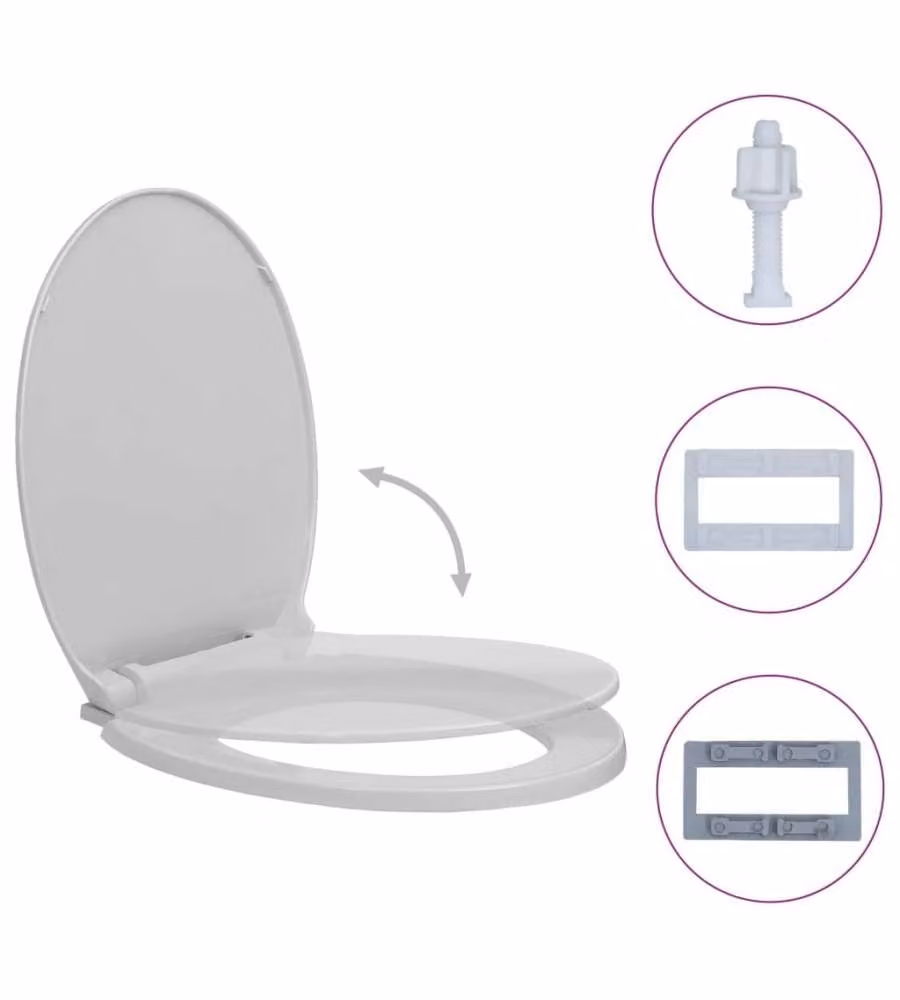 Tavoletta WC a Chiusura Morbida Grigio Chiaro Ovale