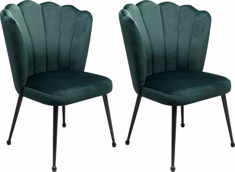 Calicosy - Set di 2 sedie in velluto verde scuro con gambe in metallo, 55 cm - QUINN