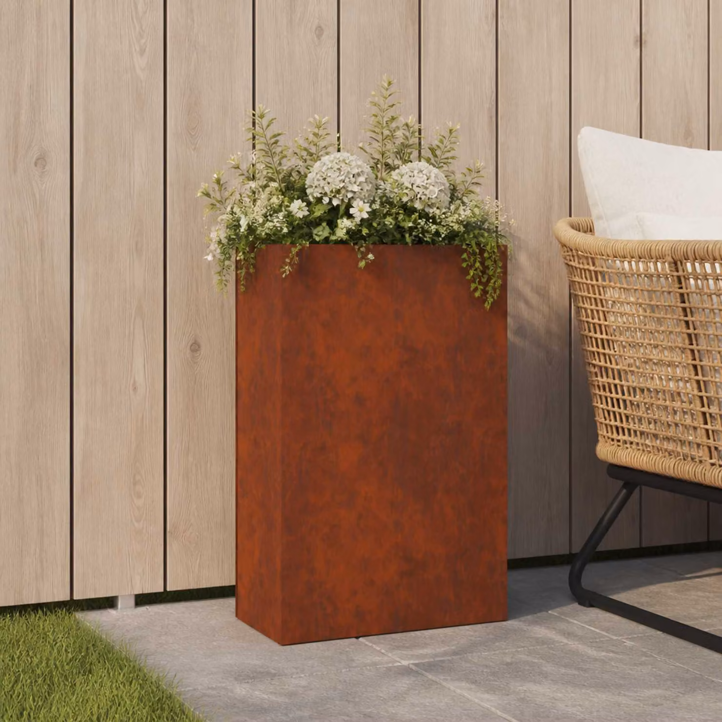 Vaso da giardino vidaXL in acciaio Corten color marrone L: 40 cm, P: 20 cm, H: 75 cm