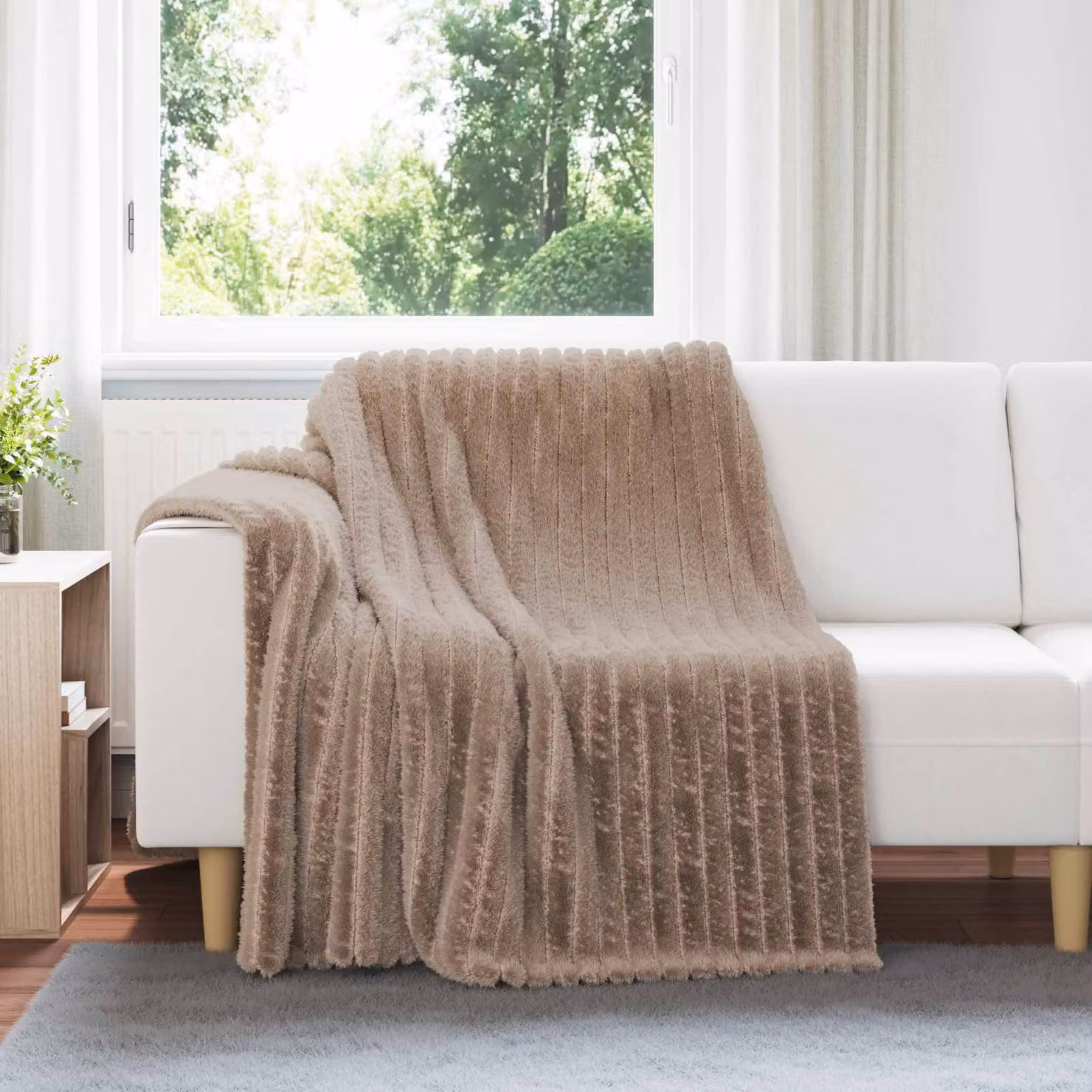 Set di 6 coperte in pile vidaXL color beige, L 200 cm x P 150 cm