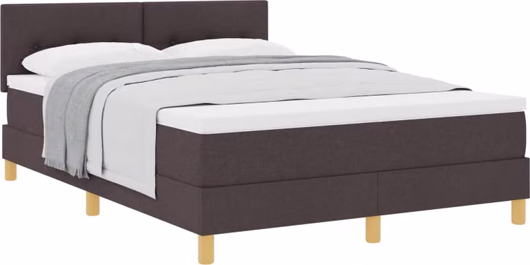 Letto a molle con cuscino Marrone Scuro 140 x 190 cm Tessuto