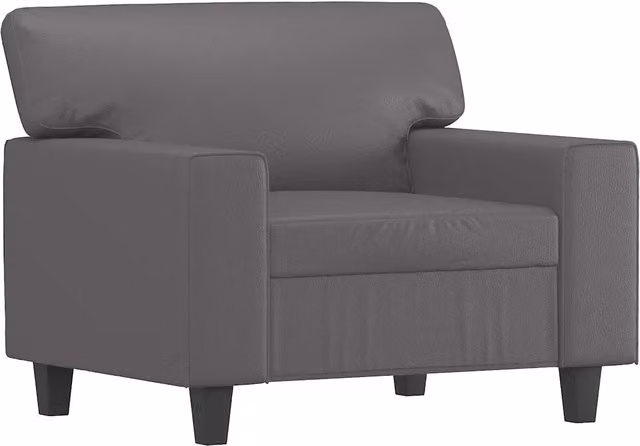 Poltrona Relax Moderna Grigia in Similpelle con Braccioli e Struttura in Metallo