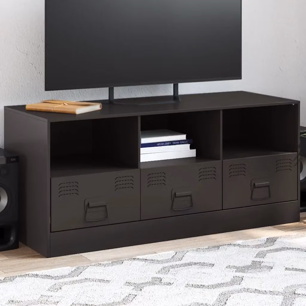 Mobile TV moderno in metallo nero per soggiorno L: 99 cm, P: 39 cm, H: 44 cm – 2