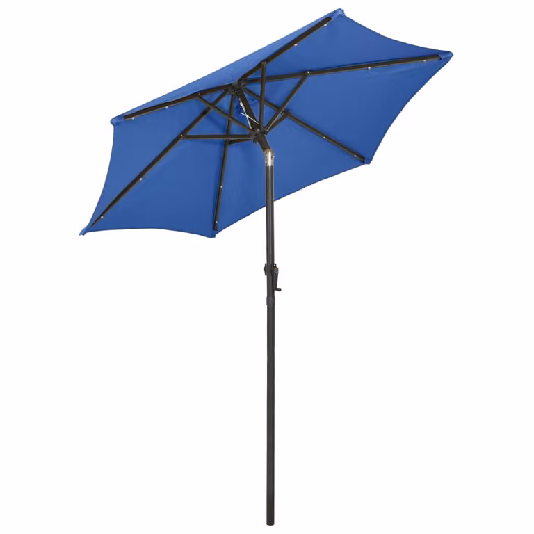 Ombrellone con luci LED azzurro 200x211cm alluminio