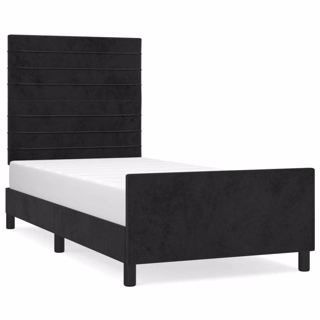 Giroletto senza Materasso Nero 100x200 cm in Velluto