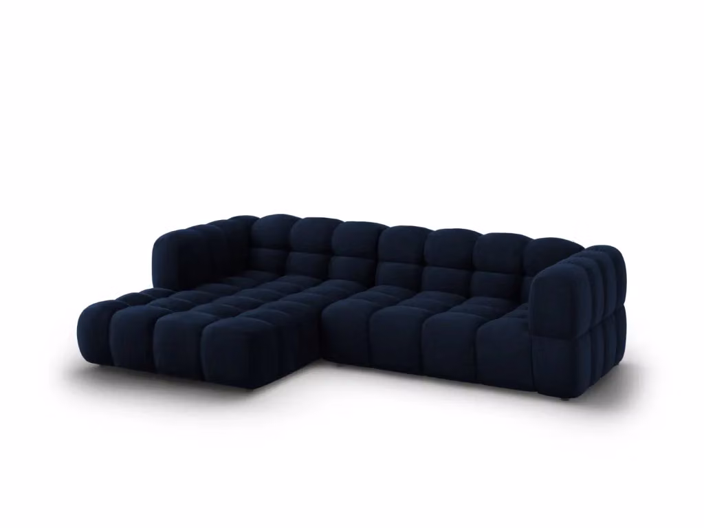 Divano angolare modulare Sky di Cosmopolitan Design, modello a 4 posti con orientamento sinistro, rivestito in velluto blu, L 272 cm x P 132 cm x H 75 cm – 2