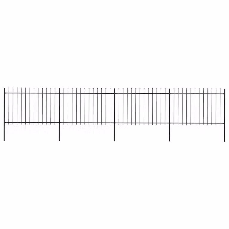 Recinzione da giardino vidaXL in acciaio con punta a lancia, colore nero, L: 671 cm, H: 120 cm