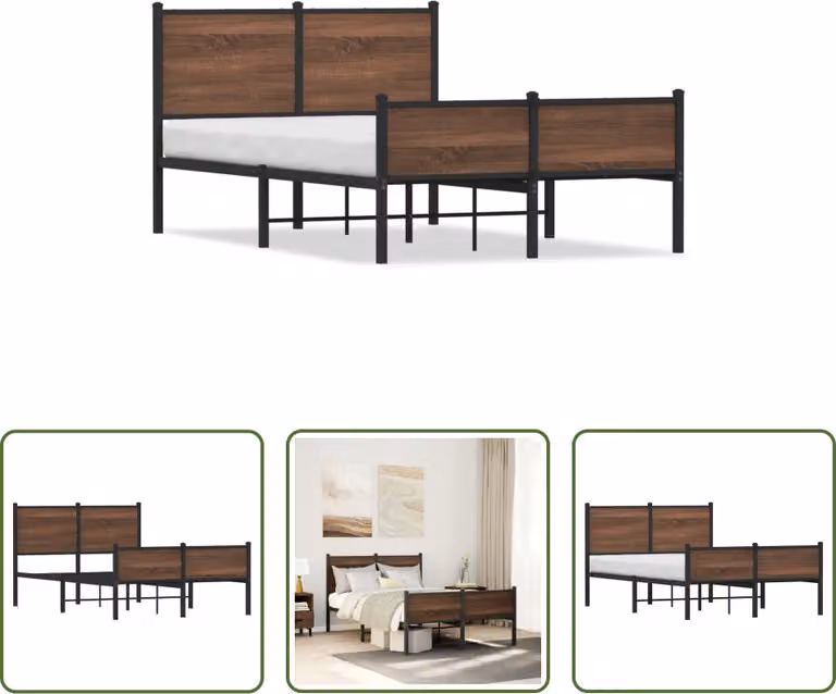 The Living Store Struttura letto con testiera e pediera in metallo 120x190 cm