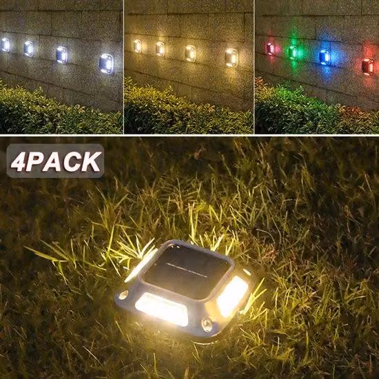 4 luci solari da terrazza, LED a luce calda, illuminazione di sicurezza