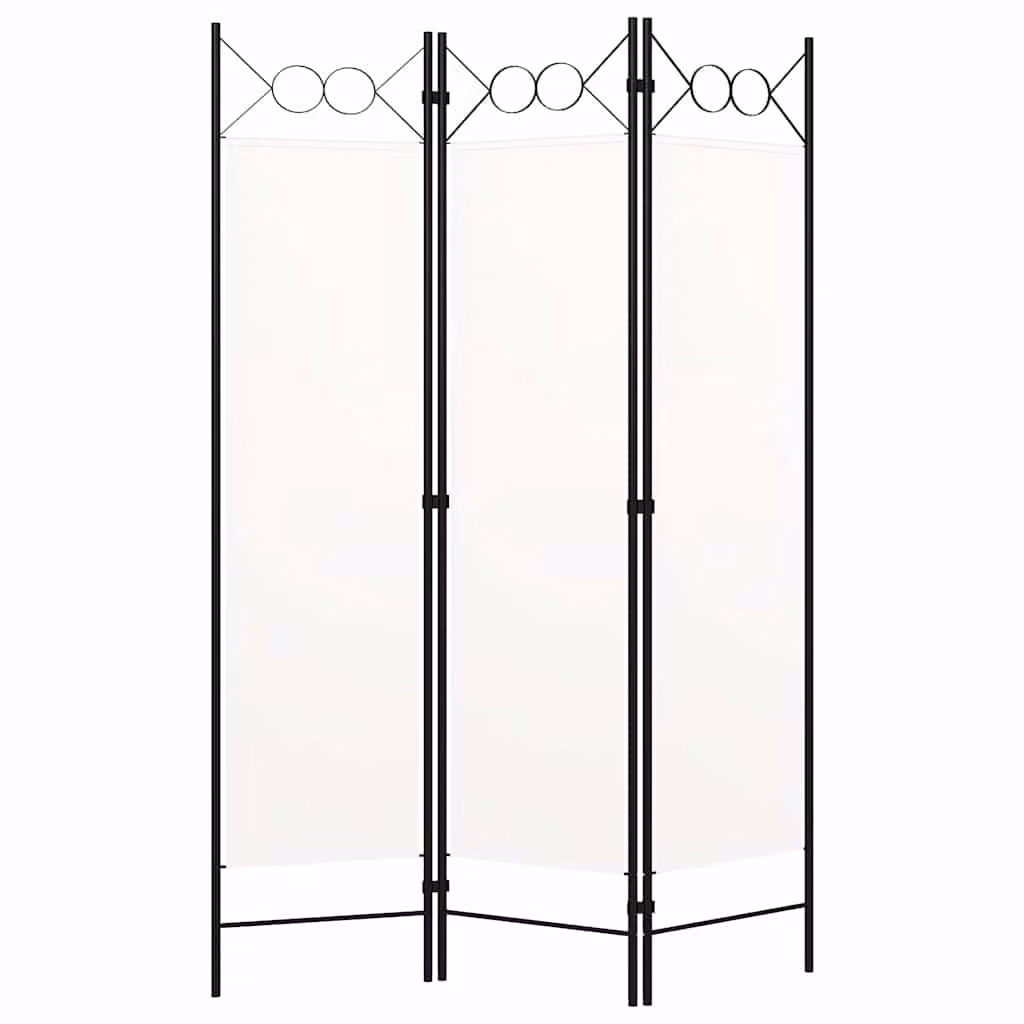vidaXL Paravento Decorativo a 3 Pannelli Bianco e Beige con Design Geometrico Moderno L: 120 cm, H: 180 cm
