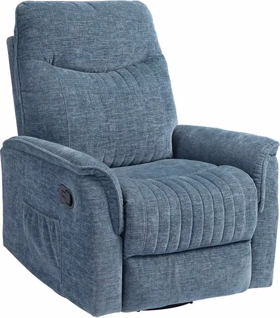 Poltrona relax reclinabile girevole con poggiapiedi ¨C Xylo ¨C tessuto blu