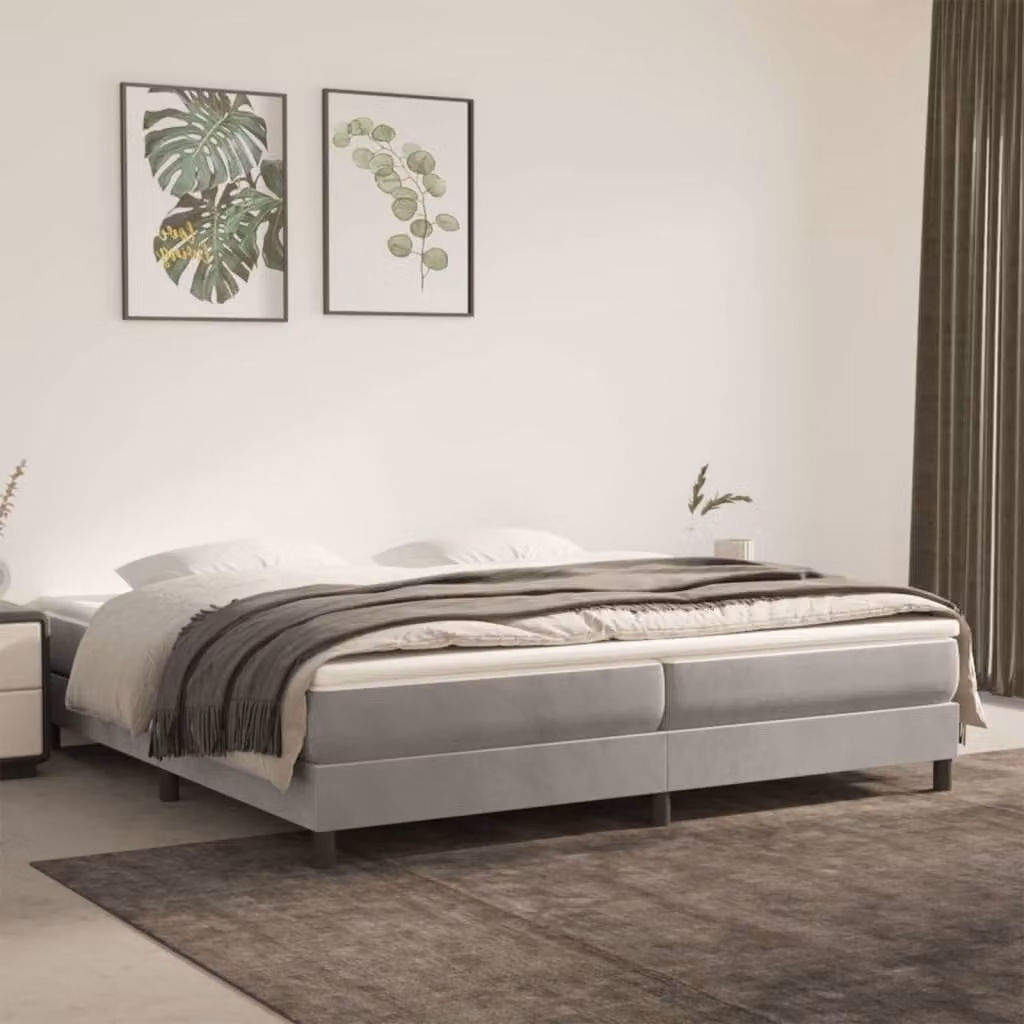 Maison Exclusive - Giroletto a Molle con Materasso Grigio Chiaro 200x200cm Velluto