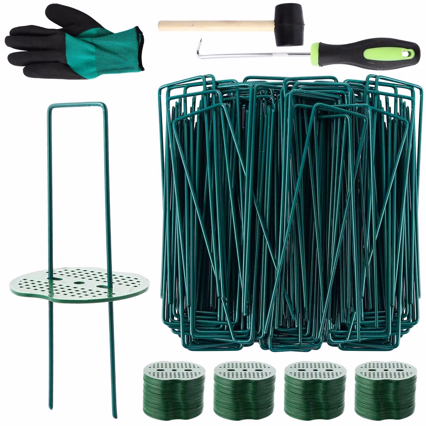 100 picchetti e dischi di livellamento per giardino e tenda