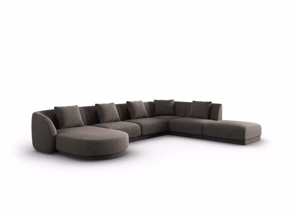 Divano panoramico destro Tulum Cosmopolitan Design a 6 posti in ciniglia grigio L 330 x P 181 x H 70 cm – 2