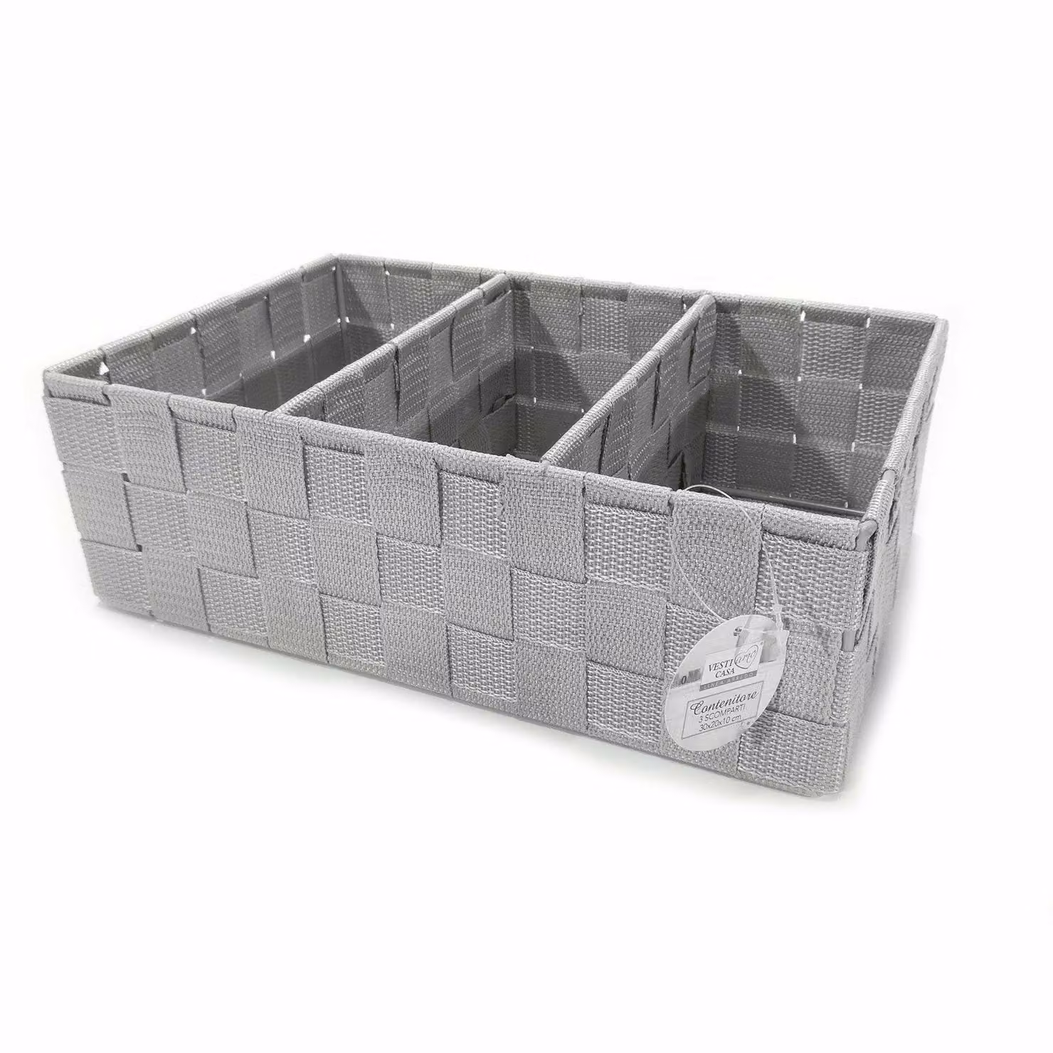 Vestiamo Casa Contenitore a 3 scomparti Grigio H: 10 cm, L: 30 cm, P: 20 cm