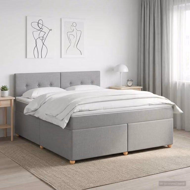 Maison Exclusive - Letto boxspring con materasso Grigio chiaro 160 x 200 cm Tessuto
