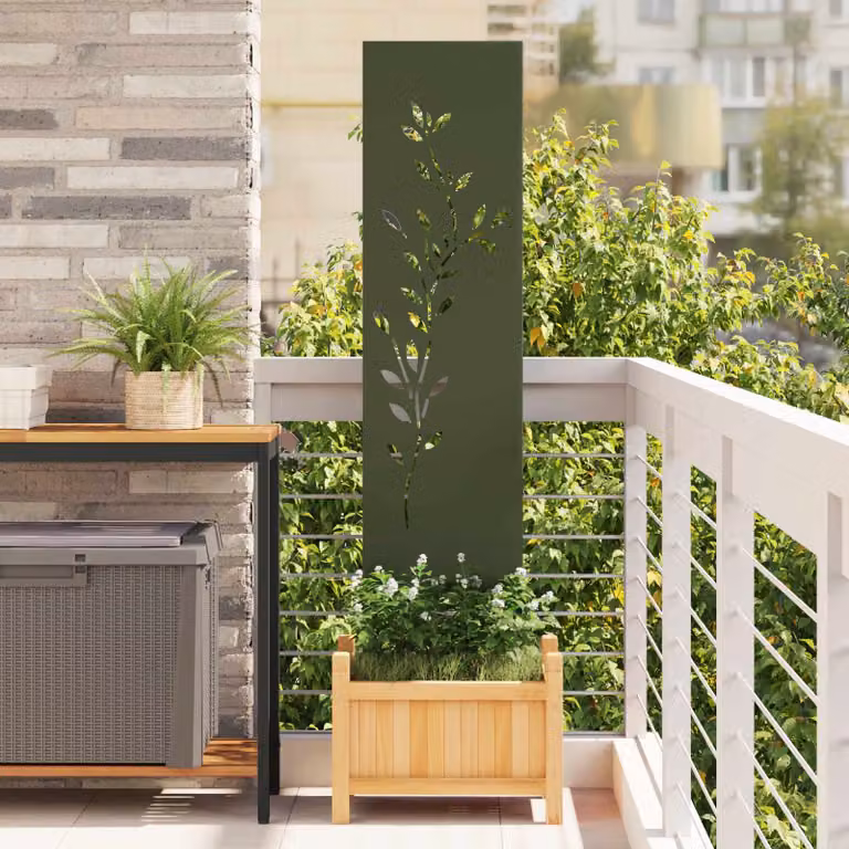 Paravento per privacy in giardino vidaXL Oliver verde in acciaio L: 140 cm, P: 32 cm