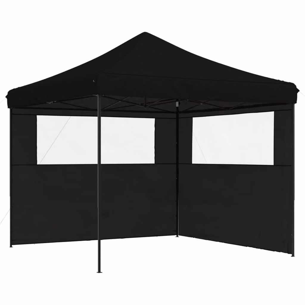 Tendone per Feste Pieghevole Pop-Up con 2 Pareti Nero