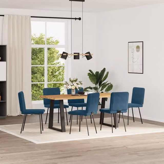 Sedie da Pranzo 6 pz Blu in Velluto 3315513