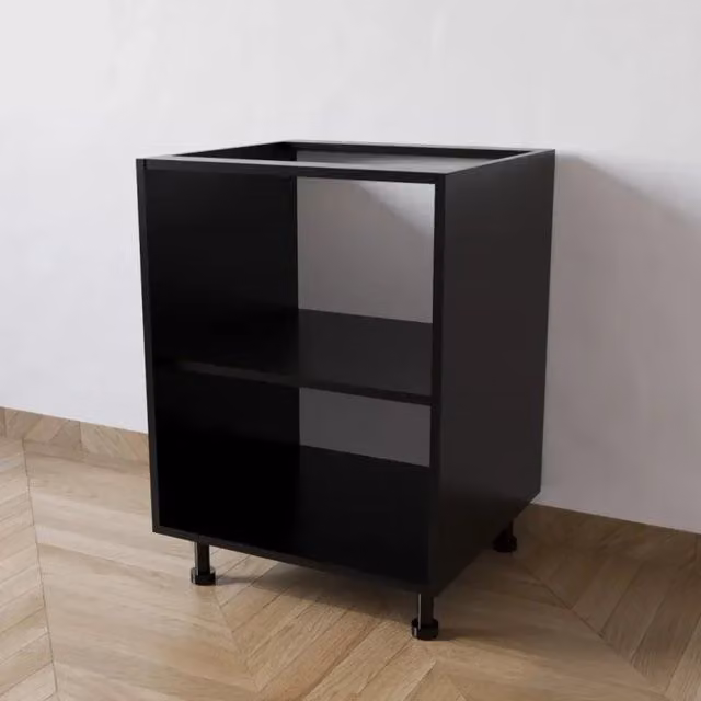 Base cucina Calandrelli moderna in MDF nero opaco senza anta L 60 x P 55,5 x H 82 cm