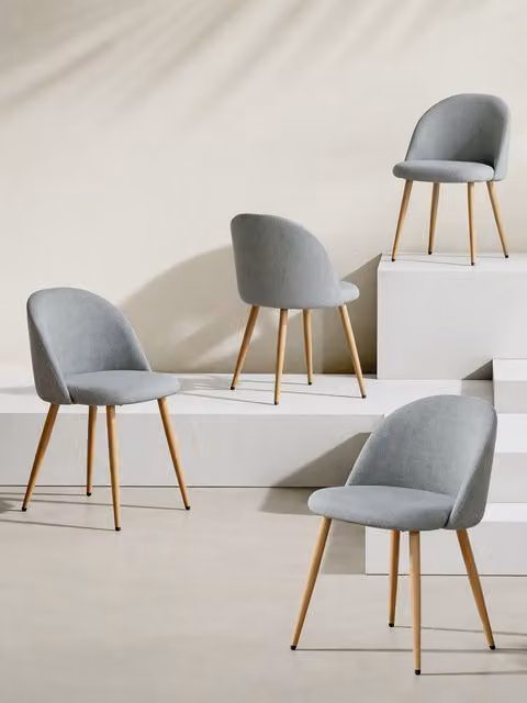 Set di 4 sedie Brila Kenay Home grigie in tessuto e metallo per cucina e sala da pranzo