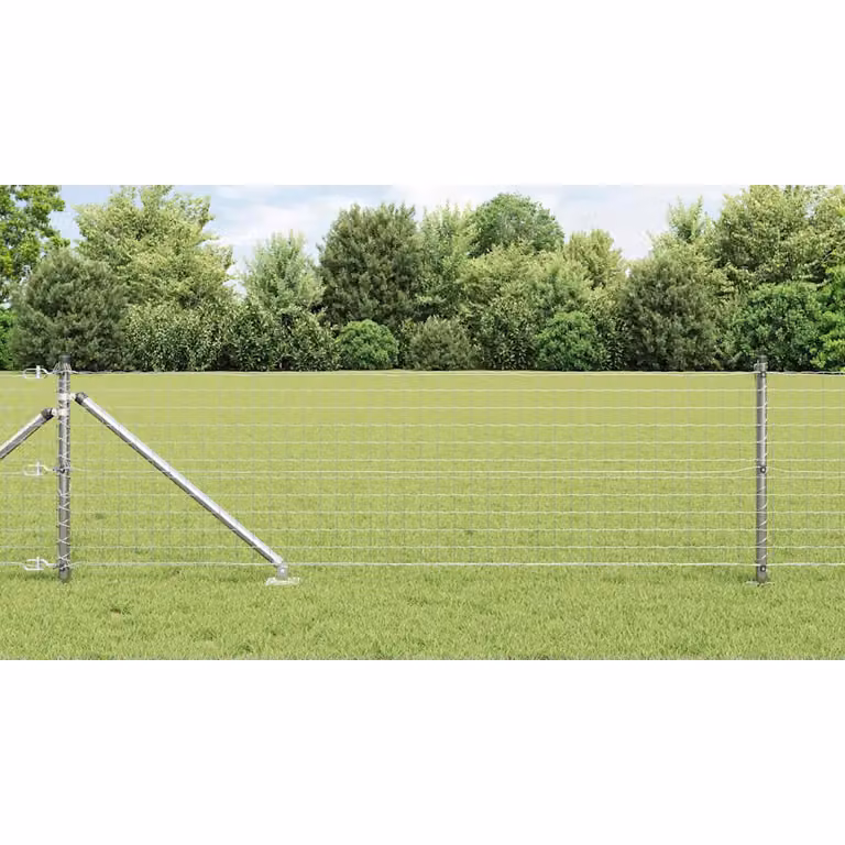 Recinzione Euro da esterno con punte vidaXL in acciaio zincato argento, L: 10 m, H: 0,8 m