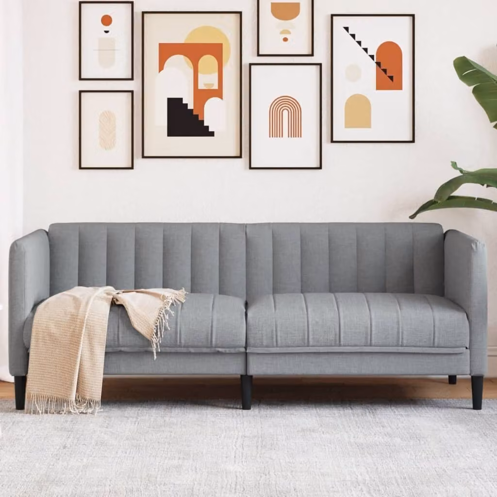 Maison Exclusive - Divano a 2 posti, colore grigio chiaro, rivestito in tessuto