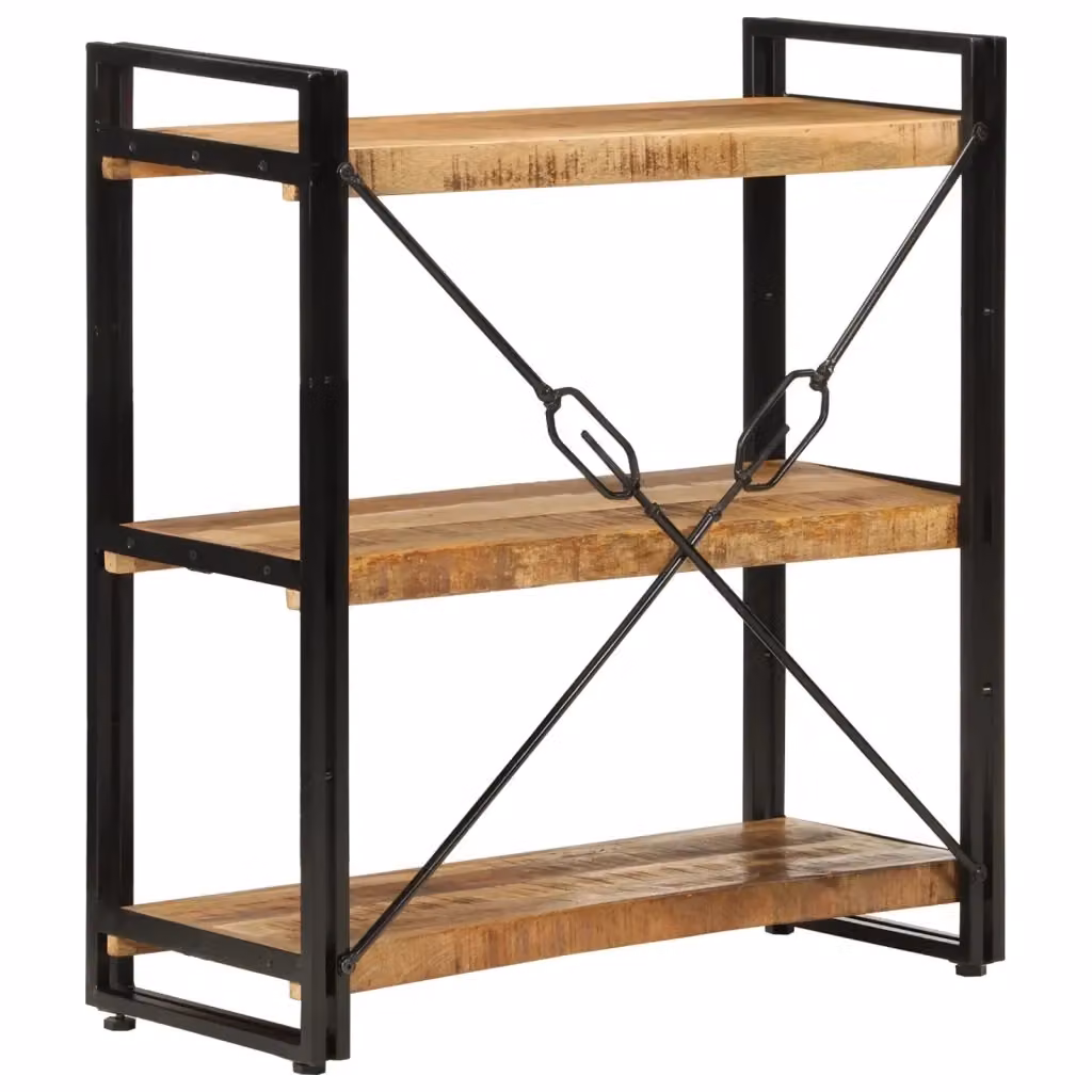Libreria Industrial vidaXL in Legno di Mango e Metallo Marrone L: 77 cm, P: 30 cm, H: 80 cm – 2