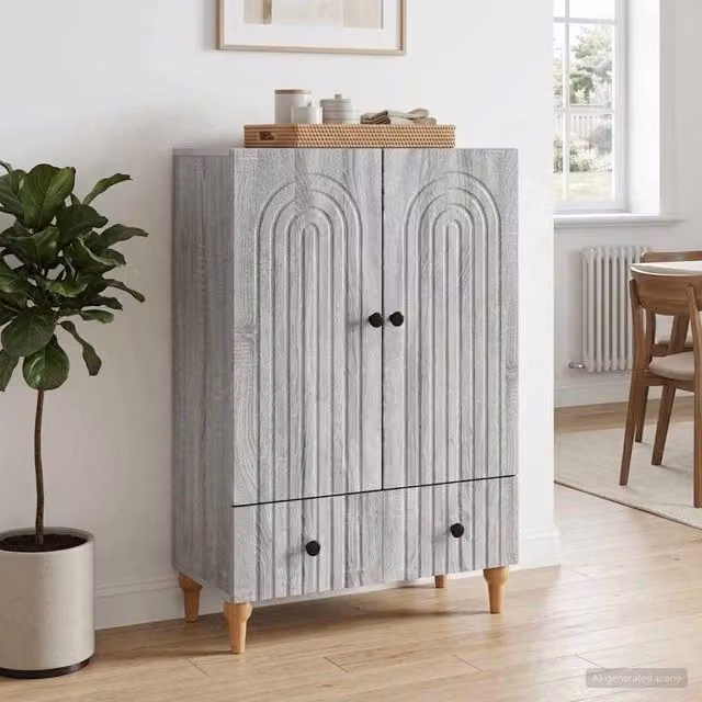 Credenza moderna vidaXL in legno ingegnerizzato grigio L: 66 cm, P: 34,5 cm, H: 95 cm