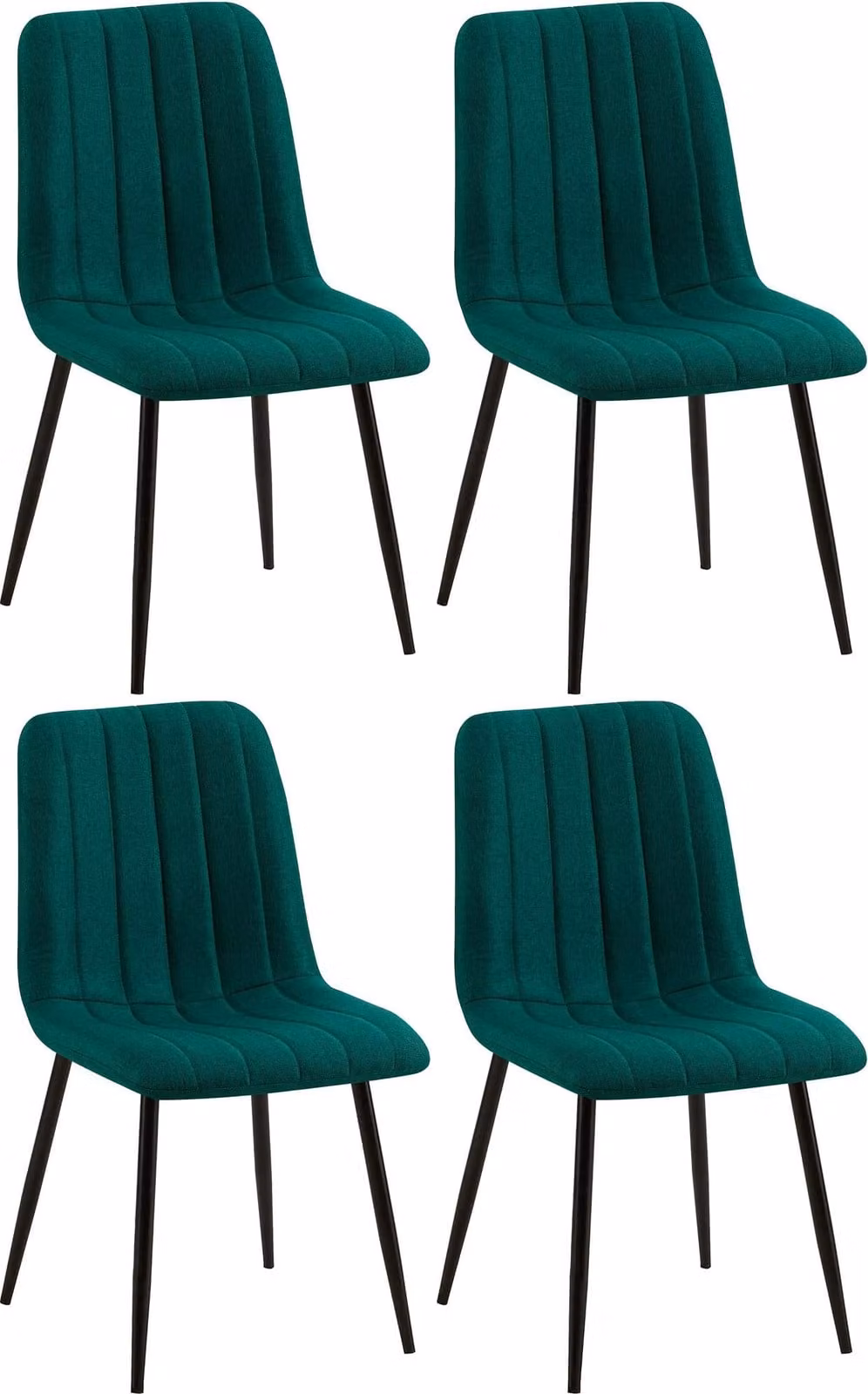 Set di 4 sedie Dijon con schienale, colore grigio, materiale: tessuto