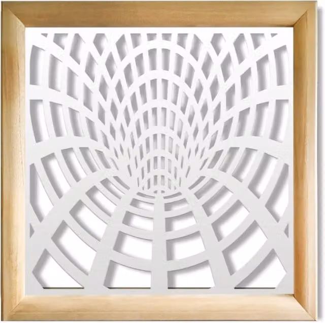 Moduli Decorativi BLACKHOLE Signorbit in Legno e PVC, Design Moderno e Geometrico, Bianco e Nero, L/P: 98 x 98 cm