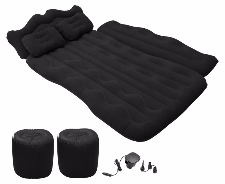 Materasso gonfiabile per auto, da posizionare sui sedili posteriori - Con pompa integrata - 170x110x14 cm - PVC - Nero