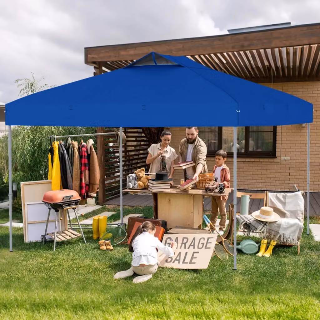Gazebo pop-up pieghevole per esterno con blocco centrale Blu L: 295 cm, P: 295 cm, H: 265 cm – 2