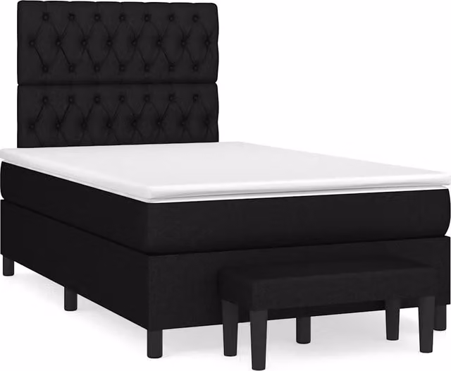 Letto Ibrido vidaXL con Giroletto a Molle e Materasso in Tessuto Nero e Bianco L/P/H: 120 x 200 x 193 cm