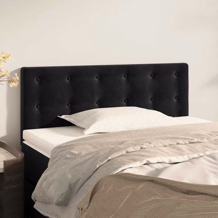 Testiera per letto vidaXL in velluto nero con struttura in legno L: 80 cm, P: 5 cm, H: 78-88 cm