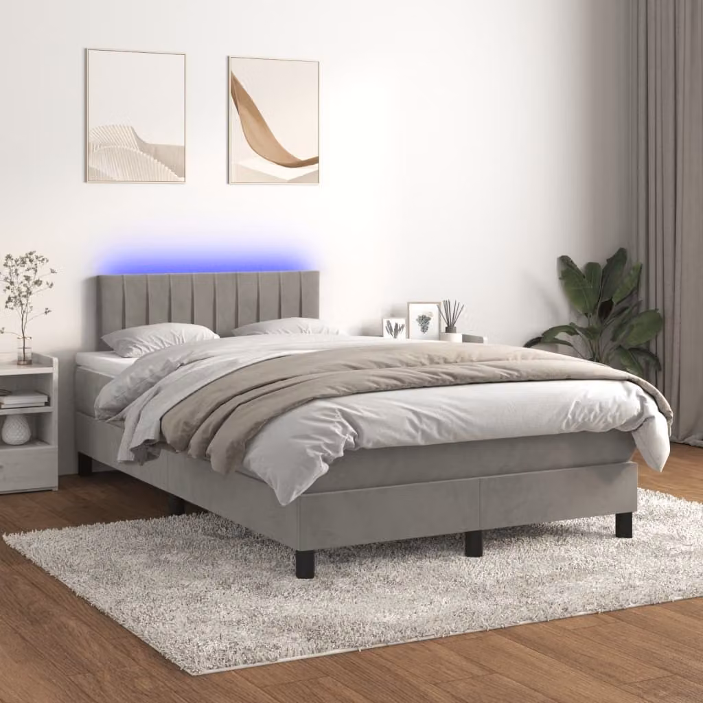 Maison Exclusive - Letto a Molle con Materasso e LED Grigio Chiaro 120x200 cm Velluto