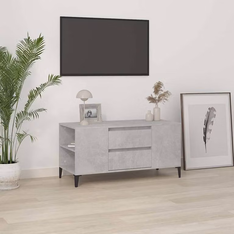 Mobile per TV vidaXL in stile industrial, Grigio Cemento, L: 102 cm, P: 44,5 cm, H: 50 cm