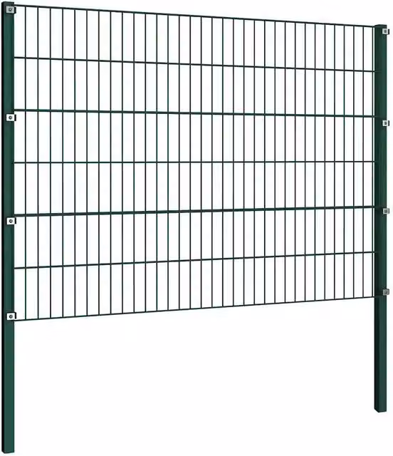 Pannello di recinzione con pali in acciaio vidaXL verde, modello double-bar mat, L: 176,5 cm, H: 120 cm