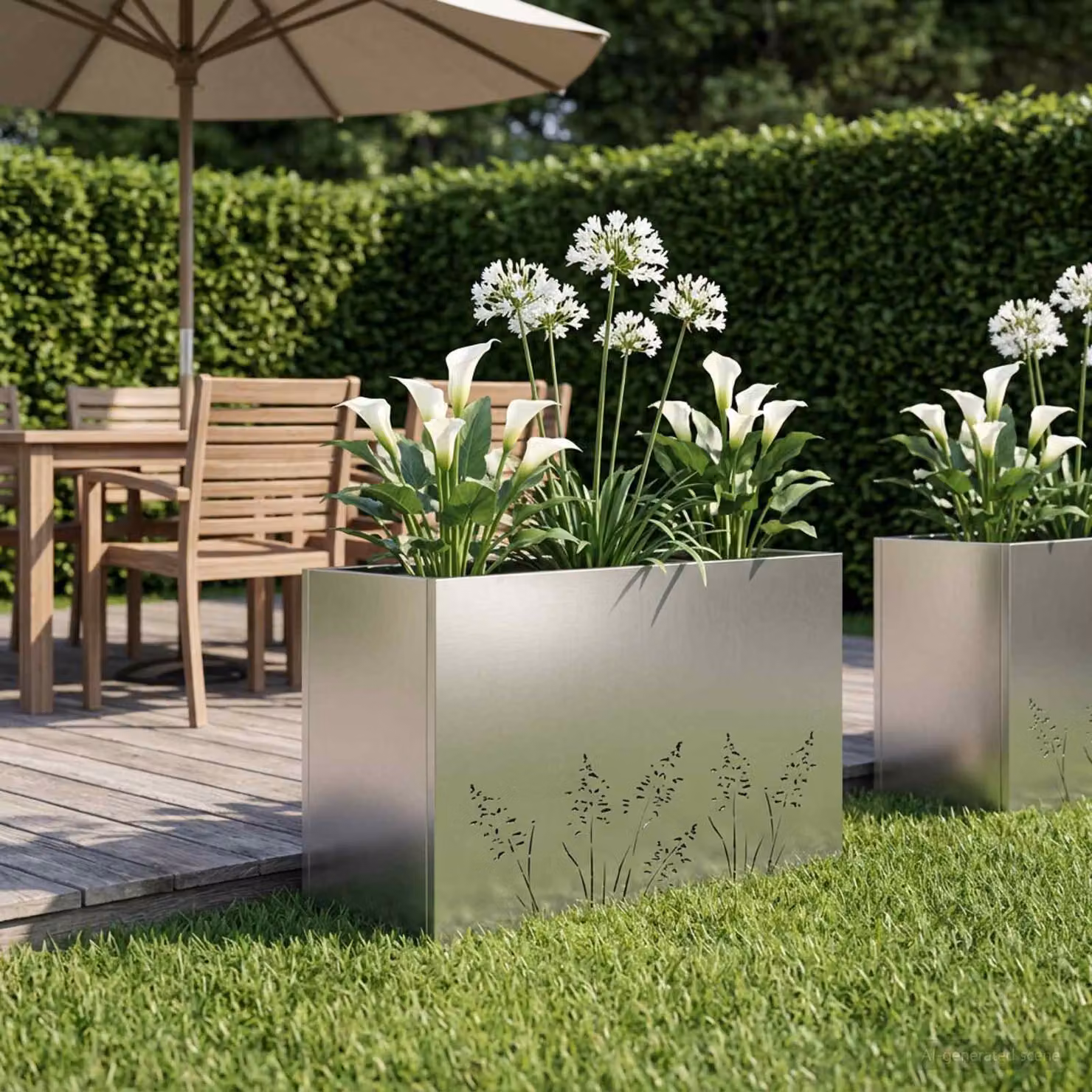 Vaso da giardino vidaXL in acciaio zincato argento L: 80 cm, P: 30 cm, H: 49 cm