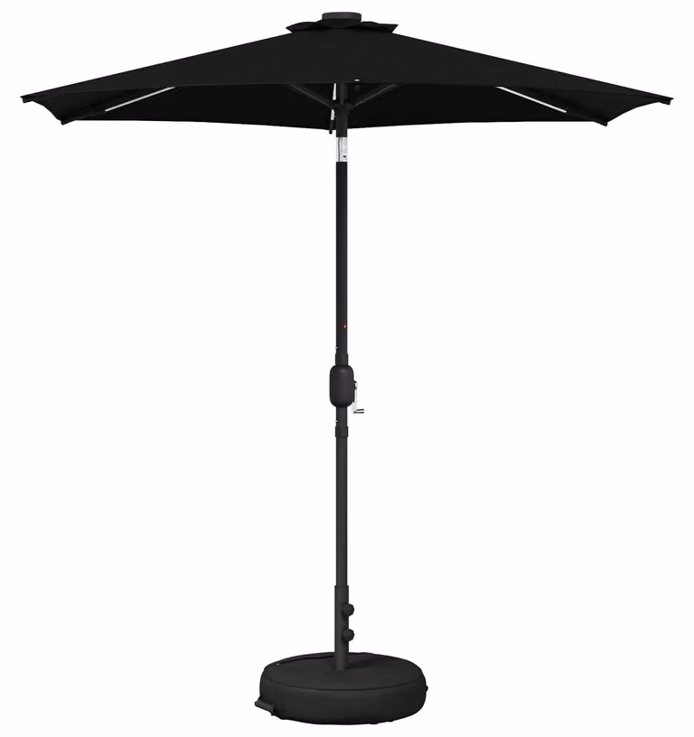 Parasol da Giardino con Luci LED 230 x 230 cm Poliestere Nero