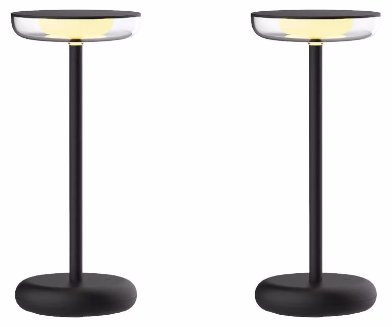 Luxus Europe - Lampada da tavolo Mykonos - Set da 2 pezzi, colore nero - Lampada da tavolo da esterno senza fili, ricaricabile