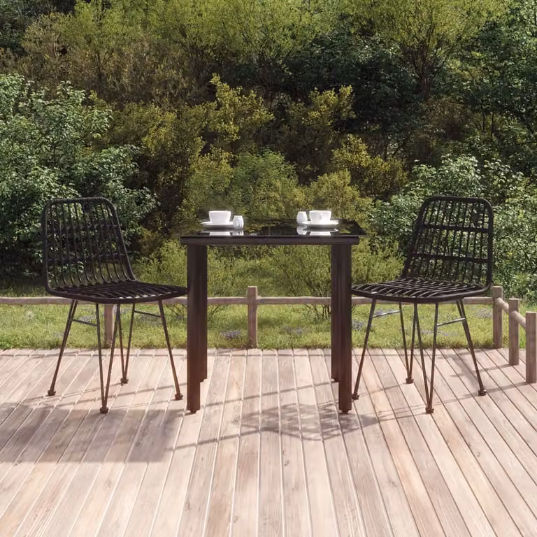 Maison Exclusive - Set da pranzo da giardino a 3 pezzi in rattan sintetico nero