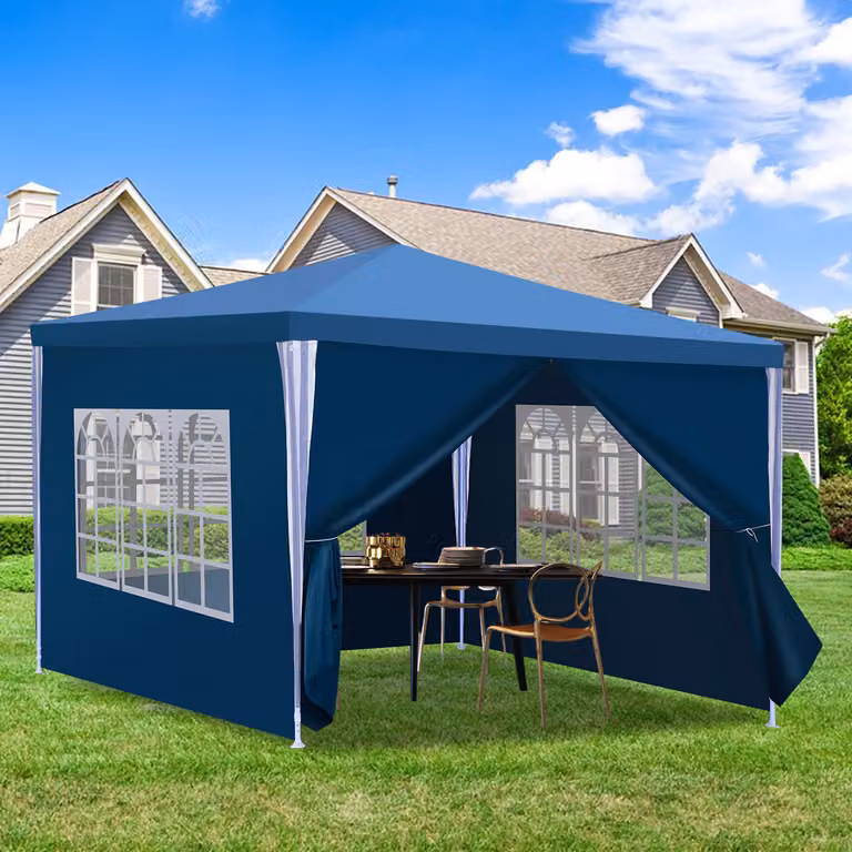 Clanmacy 3 x 3 m gazebo da giardino con 4 pannelli laterali tenda portatile impermeabile tenda da festa, per terrazza giardino festa, blu